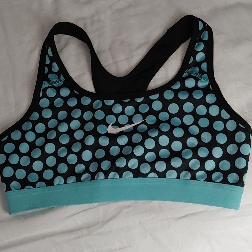 Nike Dri Fit Black Turquoise Polka Dot Sports Bra